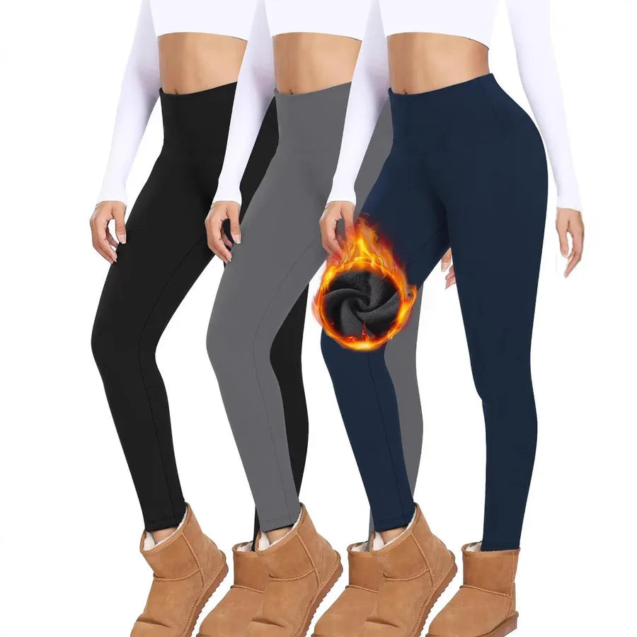 Winter warm fleece leggings for women butt lifting high waist

