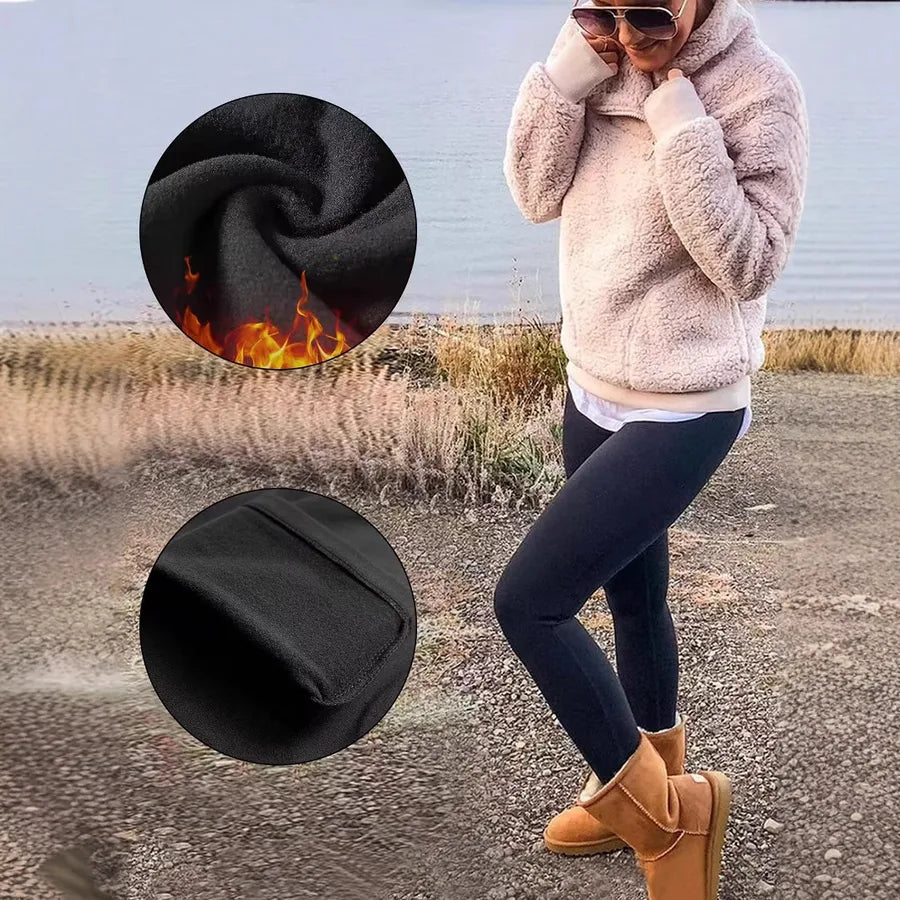 Winter warm fleece leggings for women butt lifting high waist

