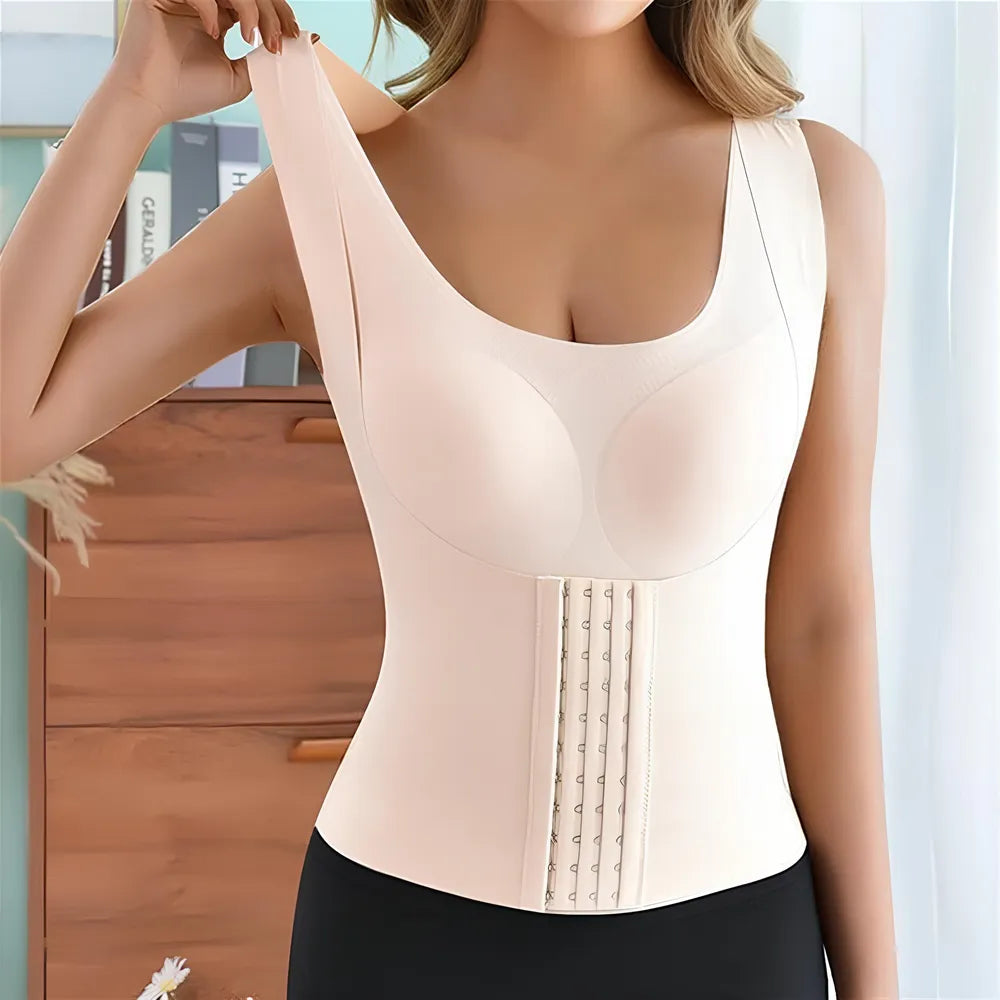 Women’s scoop neck shapewear tank with removable padding
